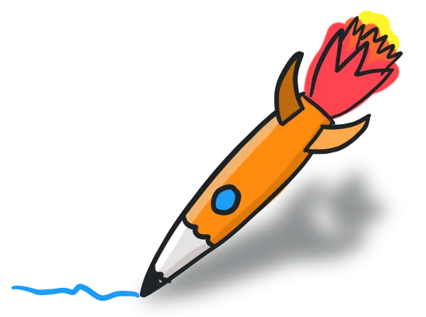 Wie eine Rakete wird dein Stift flitzen