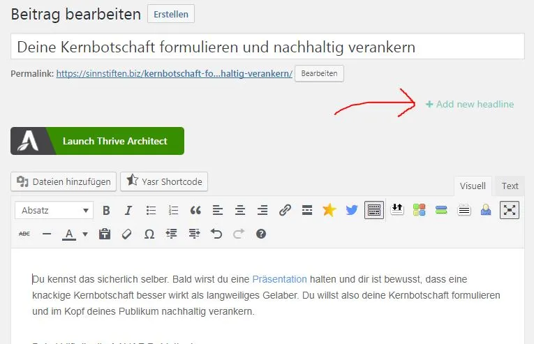 Überschriften finden - neue Headline