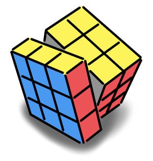 Change it - ein Rubiks Zauberwürfel der gerade gelöst wird
