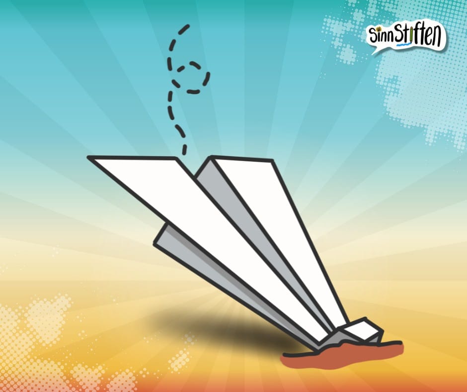 Umsatzrueckgang-absturz-papierflieger