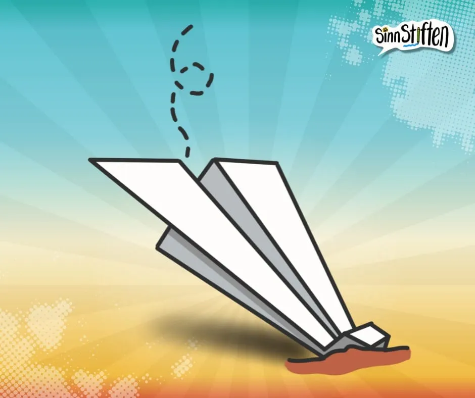 Umsatzrueckgang-absturz-papierflieger