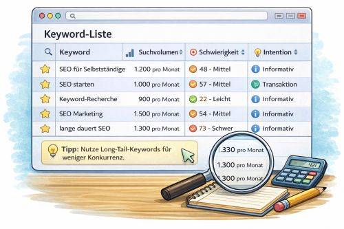 keyword recherche als tabelle
